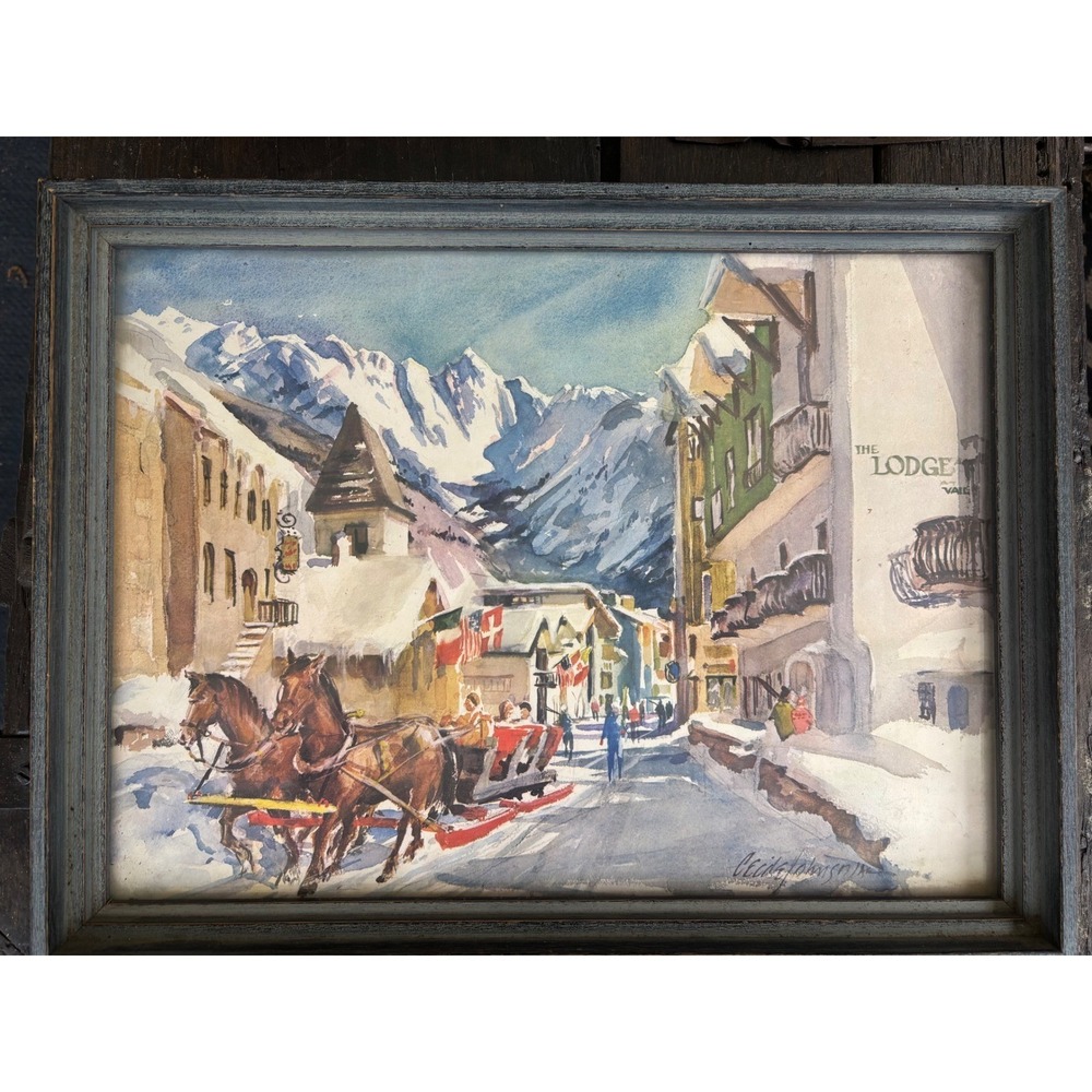 Cecile Ryden Johnson Vail Colorado Watercolor Print Street Scene Gore Range‎